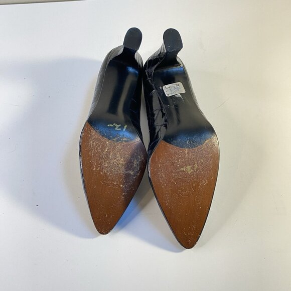 Womens Stuart Weitzman Brown Snakeskin Square Toe Block Heel Shoe Size 8B - Picture 9 of 16